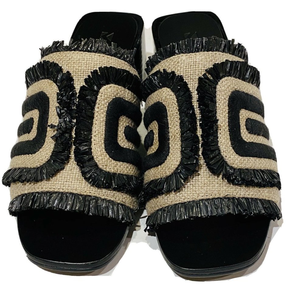 MERCEDES CASTILLO Black and Tan Block Heels - Picture 2 of 8